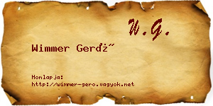 Wimmer Gerő névjegykártya